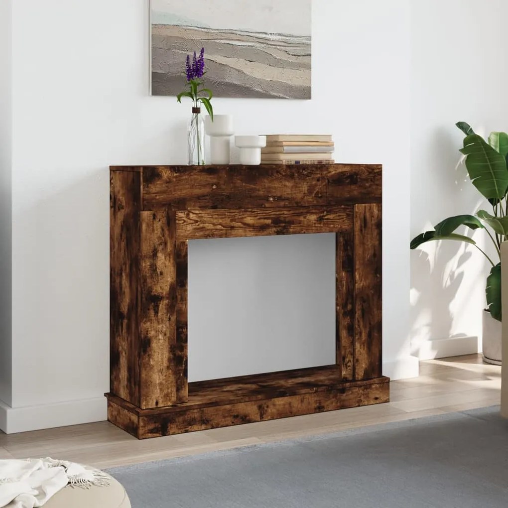 füstös tölgy színű szerelt fa kandallóburkolat 100x30x87,5 cm