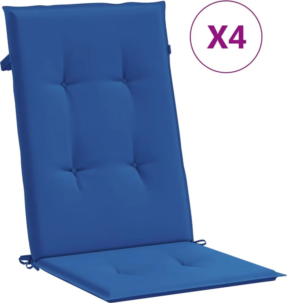 vidaXL 4 db királykék szövet magas háttámlájú székpárna 120x50x3 cm