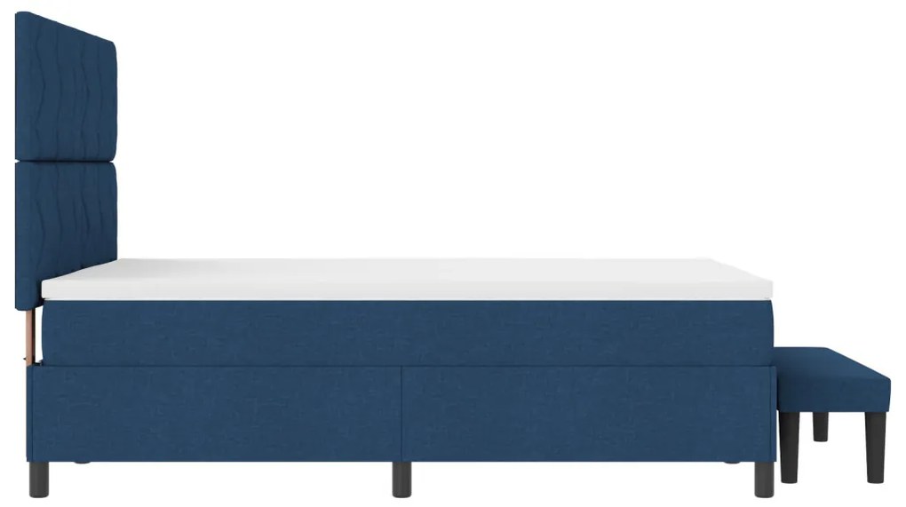 Box Spring Ágy Matraccal és Padnak Kék 140x190 cm Szövet