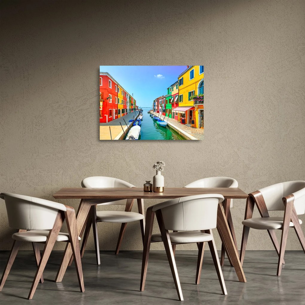 Kép - Burano sziget, Velence, Olaszország (üvegen) (70x50 cm)