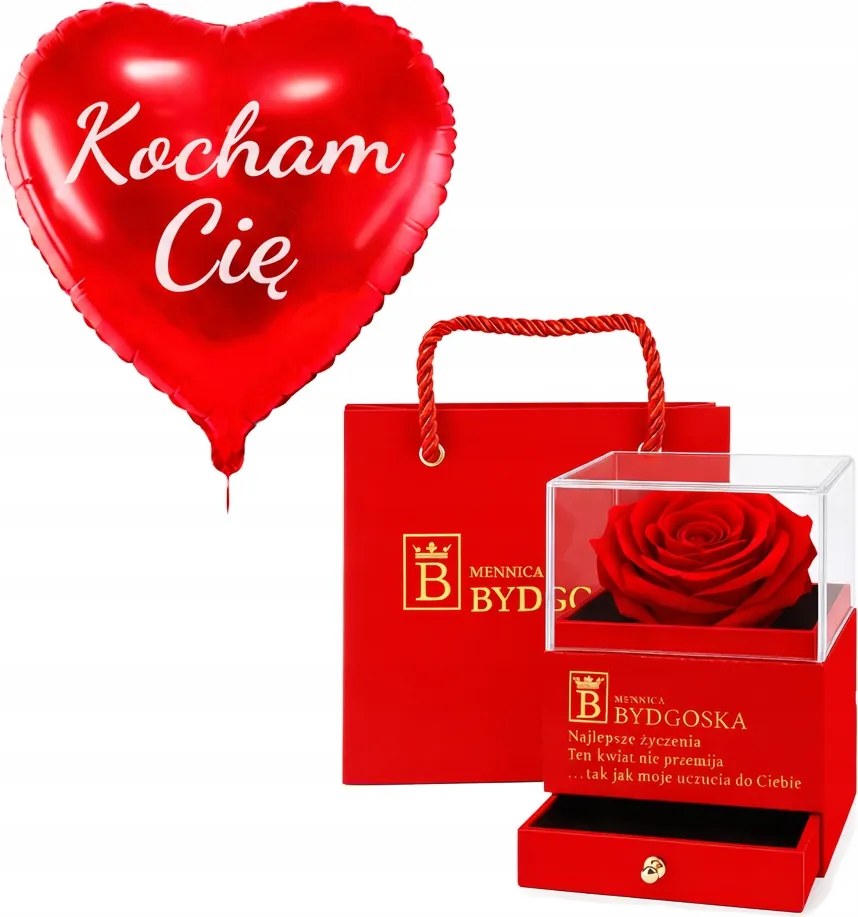 Ékszerdoboz Örök Rózsa Virág Piros Dekoratív Ajándék Valentin nap