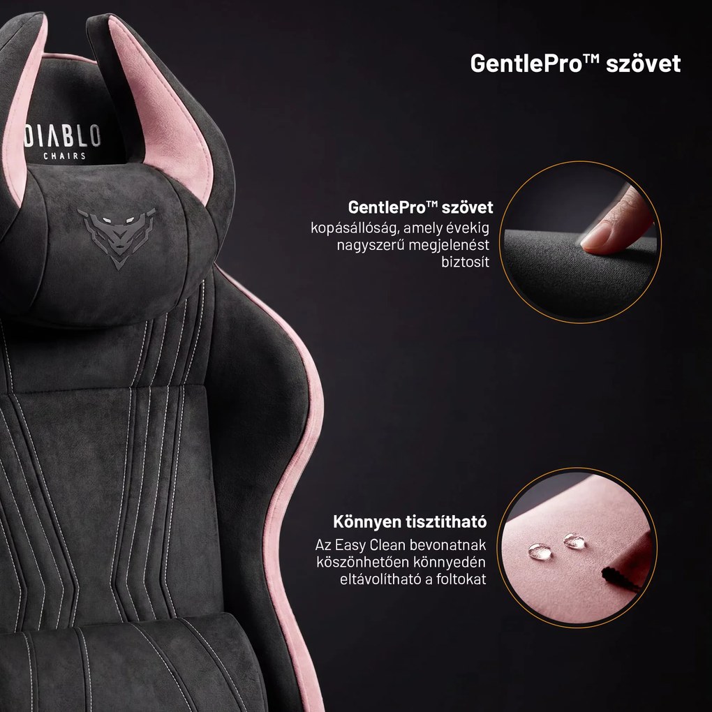 Gamer szék szövet Normal Size, fekete-rózsaszín: Diablo X-Horn 2.0 Akira Pink
