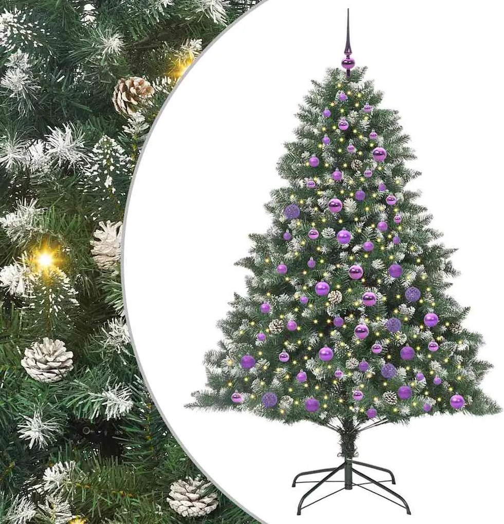 vidaXL Mű karácsonyfa 300 LED-del Zöld 180 cm PVC és Műanyag és Acél