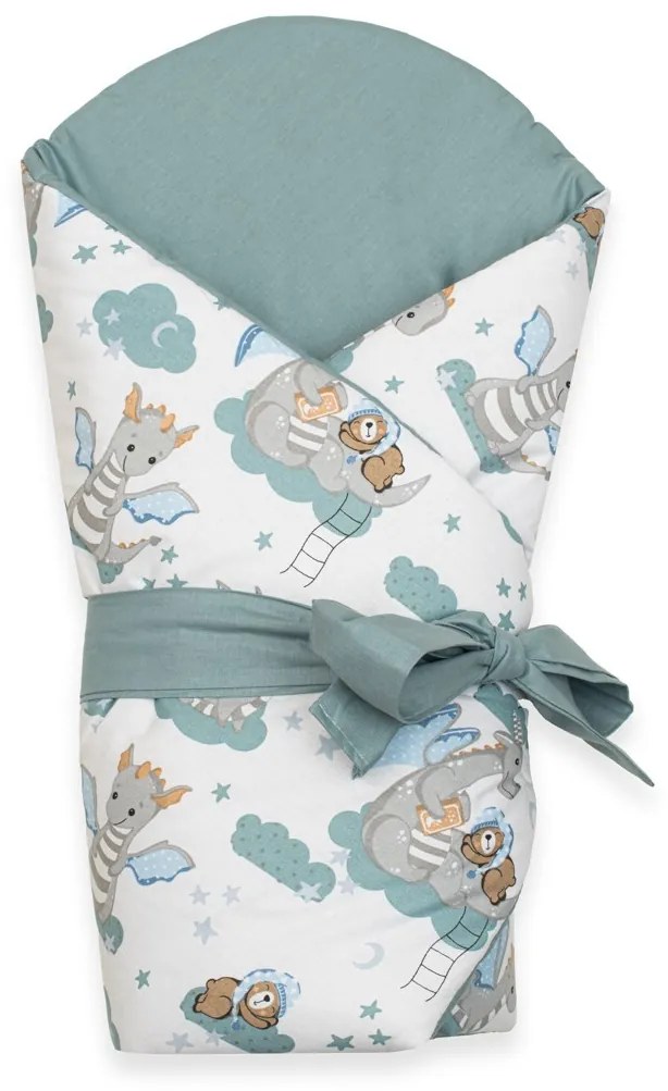 Kétoldalas gyerek pólya New Baby Sárkány 80x80 cm