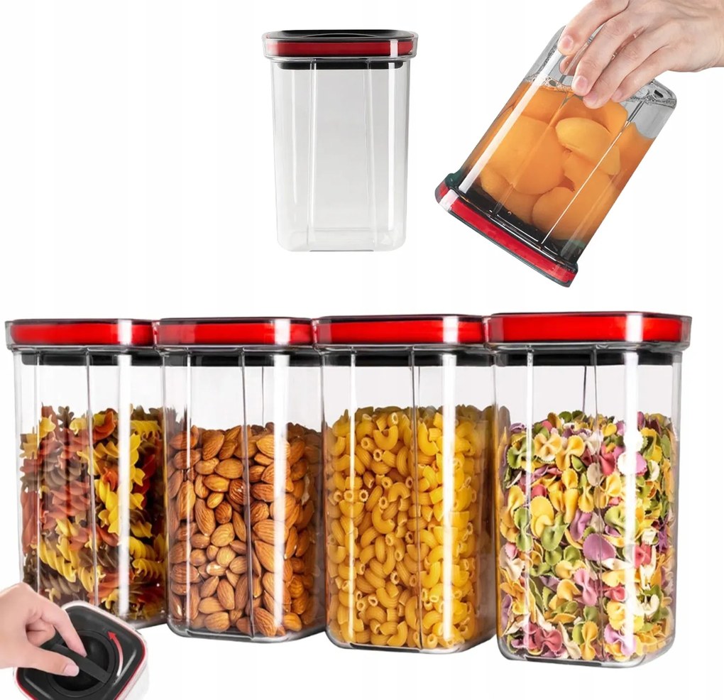 Ételtároló Doboz Műanyag Fedővel Konyhai Szett 4DB-OS