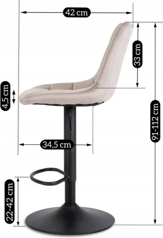 ARCOS 2 bárszék bézs bársony