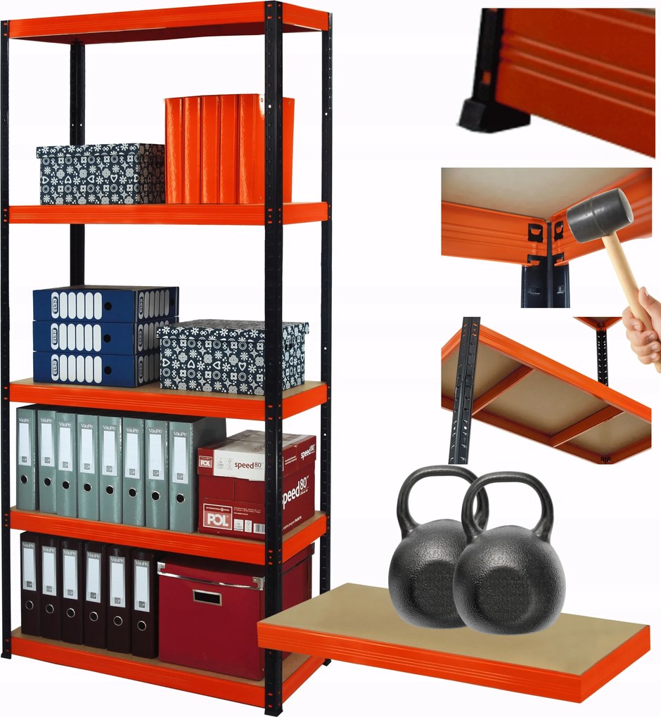 Műhelypolc fém állvány Helios 196x120x50cm 5Px275kg Gyártó