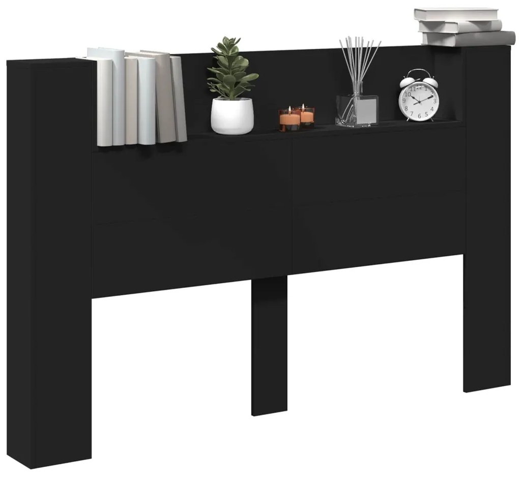 Fejtámla LED -es lámpákkal Fekete 160 x 16,5 x 103,5 cm Faanyag