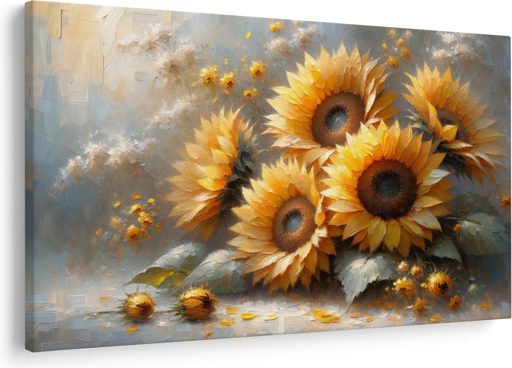 Kép - Napraforgók festménye (90x60 cm)