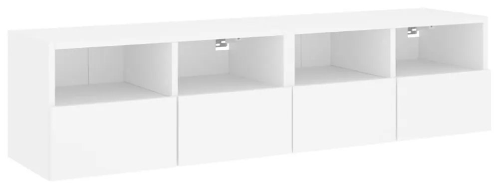 2 db fehér szerelt fa fali TV-szekrény 60 x 30 x 30 cm