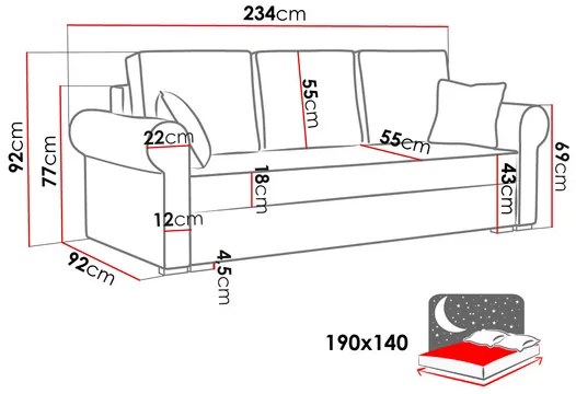 Széthúzható kanapé Mosuria (sötétkék) (tárolóhellyel). 1105575