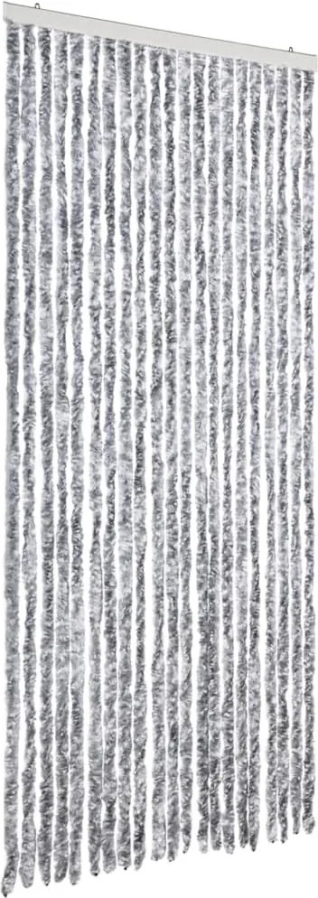 vidaXL fehér és szürke zsenília rovarfüggöny 90 x 220 cm