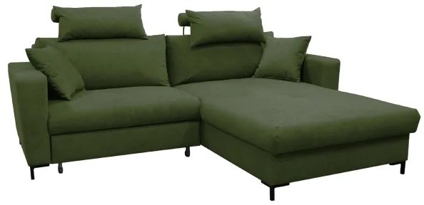 HORTA L-alakú, jobboldali kinyitható sarokkanapé tárolóval, zöld
