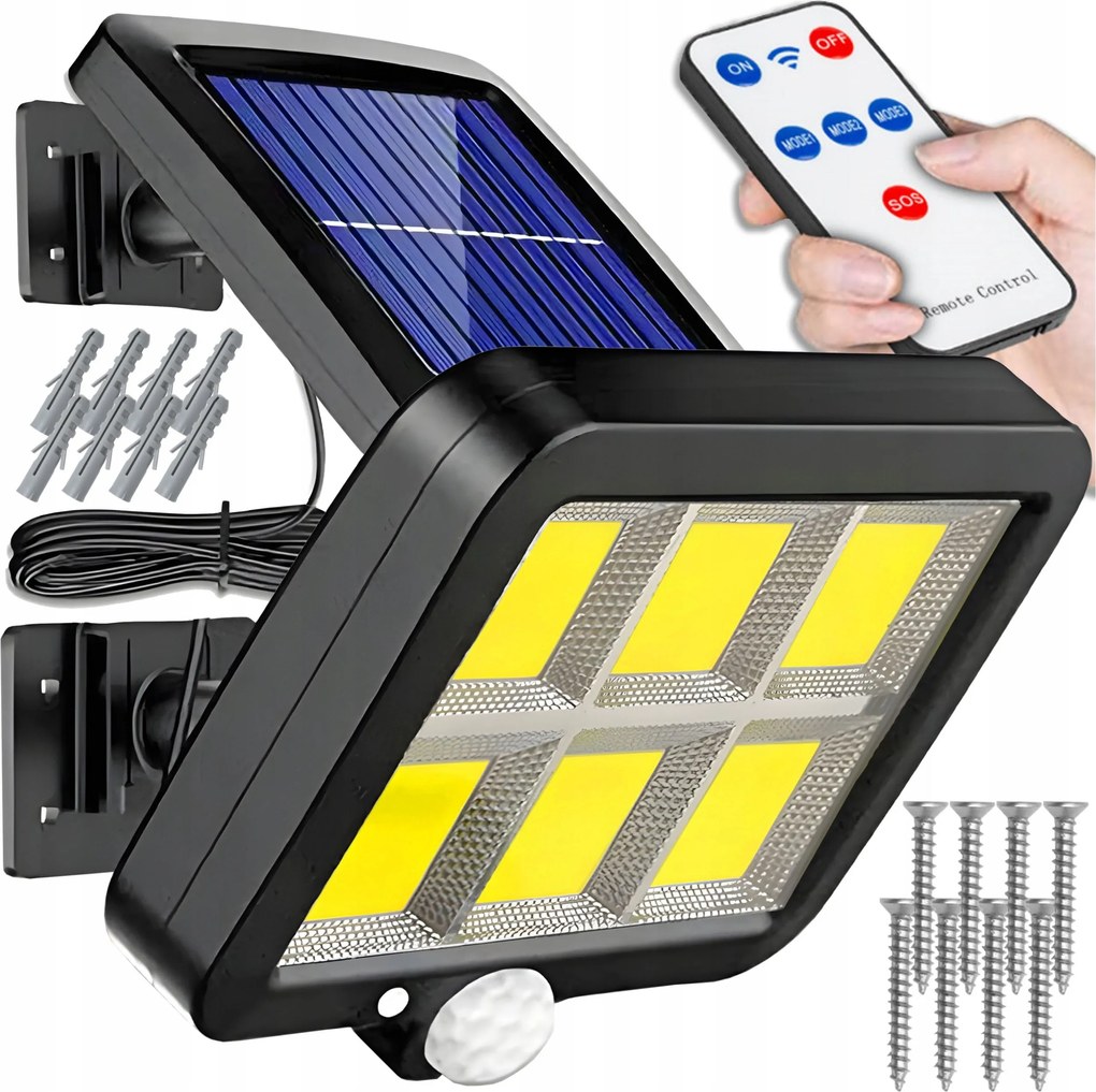 Kültéri napelemes kerti lámpa alkonyati mozgásérzékelővel Led Távirányító