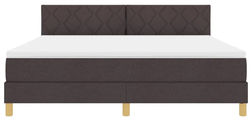 Box Spring Ágy Matrac és LED Sötétbarna 180x200 cm Szövet