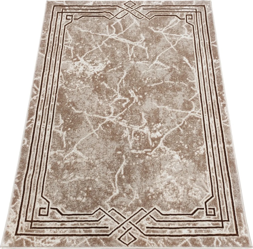 Szőnyeg 135x190 Modern Nappaliba Barna Csillogó