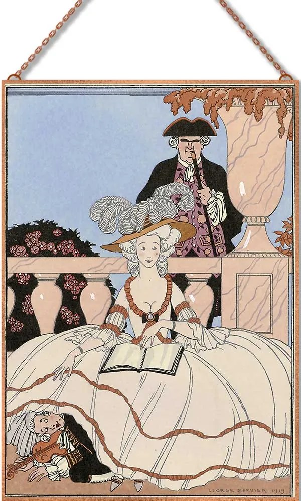 George Barbier - La Leçon bien apprise üvegkép, falikép
