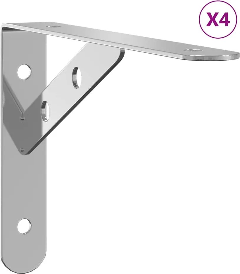 vidaXL 4 db ezüstszínű rozsdamentes acél polctartó 20 x 2,5 x 14 cm