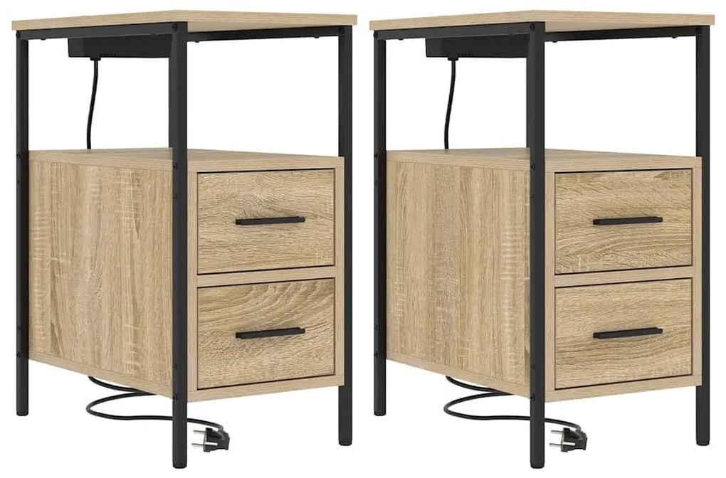 Éjjeli Szekrények 2 pcs sonoma tölgy 30 x 48 x 61 cm Faanyag