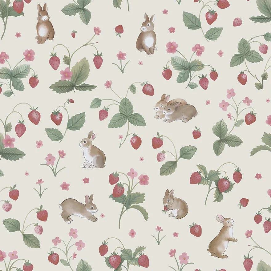 Holden Decor Adventure Awaits Bunnies & Berries krém állatos papír tapéta – 14140