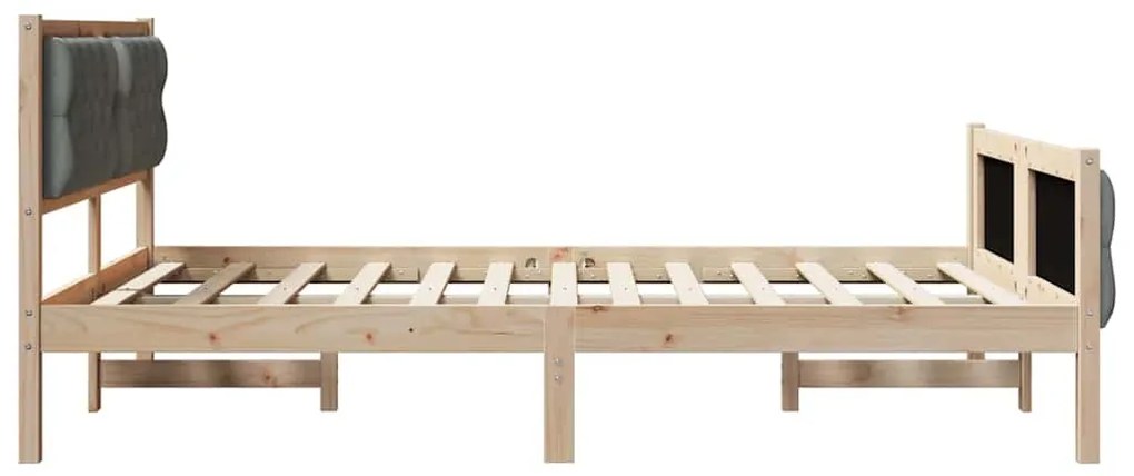 Ágykeret fejtámlával Sötétszürke 140 x 190 cm Tömör fenyőfa