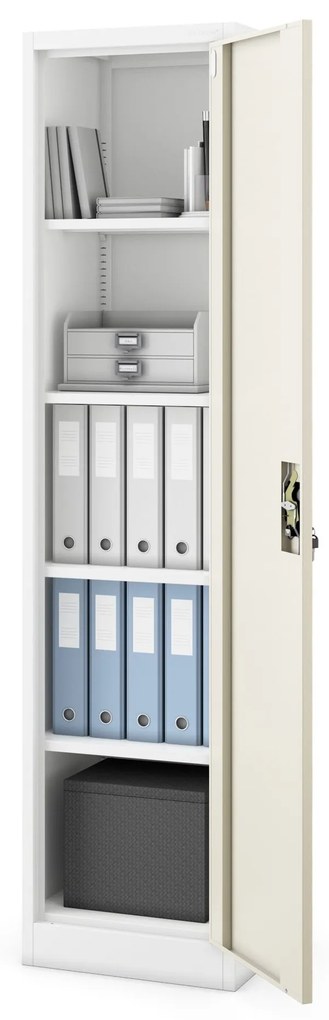 Fém iratszekrény ALEX, 450 x 1850 x 400 mm, Eco Design: fehér/ sonoma tölgy