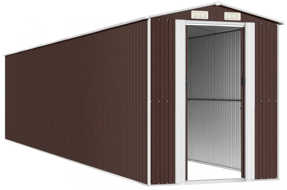 sötétbarna horganyzott acél kerti fészer 192 x 938 x 223 cm