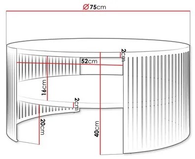 Kávésasztal FIKOLI 40x75 cm fekete/fehér