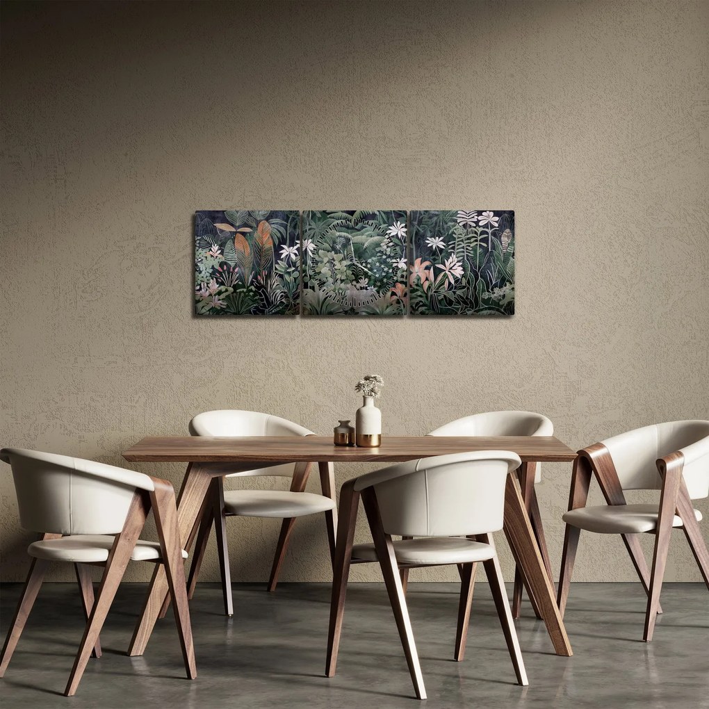 Kép - Festett dzsungel minta (órával) (90x30 cm)