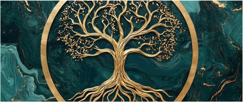 Kép – Márványban lévő arany életfa (120x50 cm)