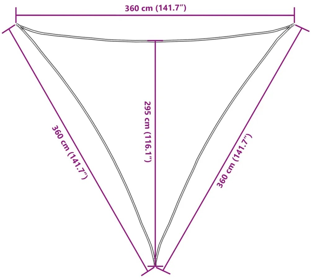 sárga háromszögű oxford-szövet napvitorla 3,6 x 3,6 x 3,6 m