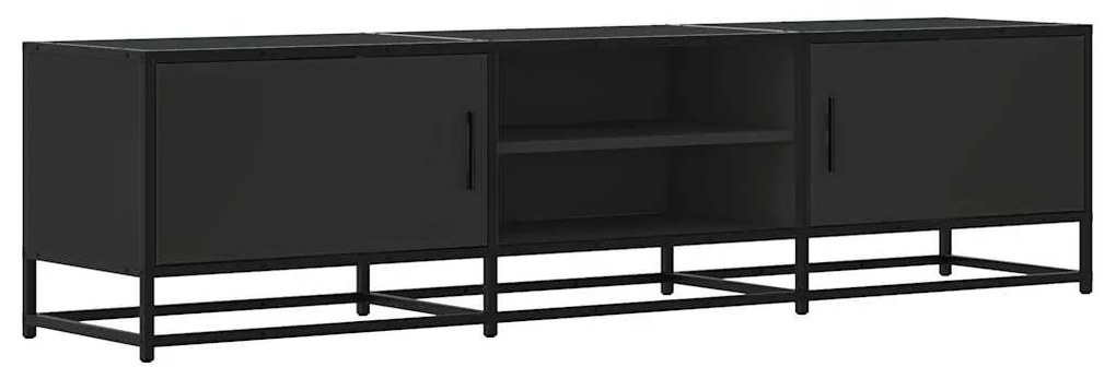 fekete szerelt fa és fém TV-szekrény 160x35x41 cm
