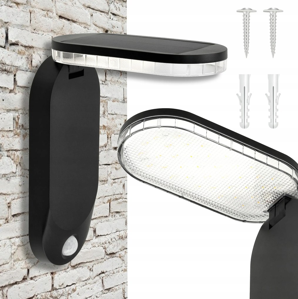 LED-es napelemes lámpa Szürkületi mozgásérzékelő Erős Kertbe Állítható IP65