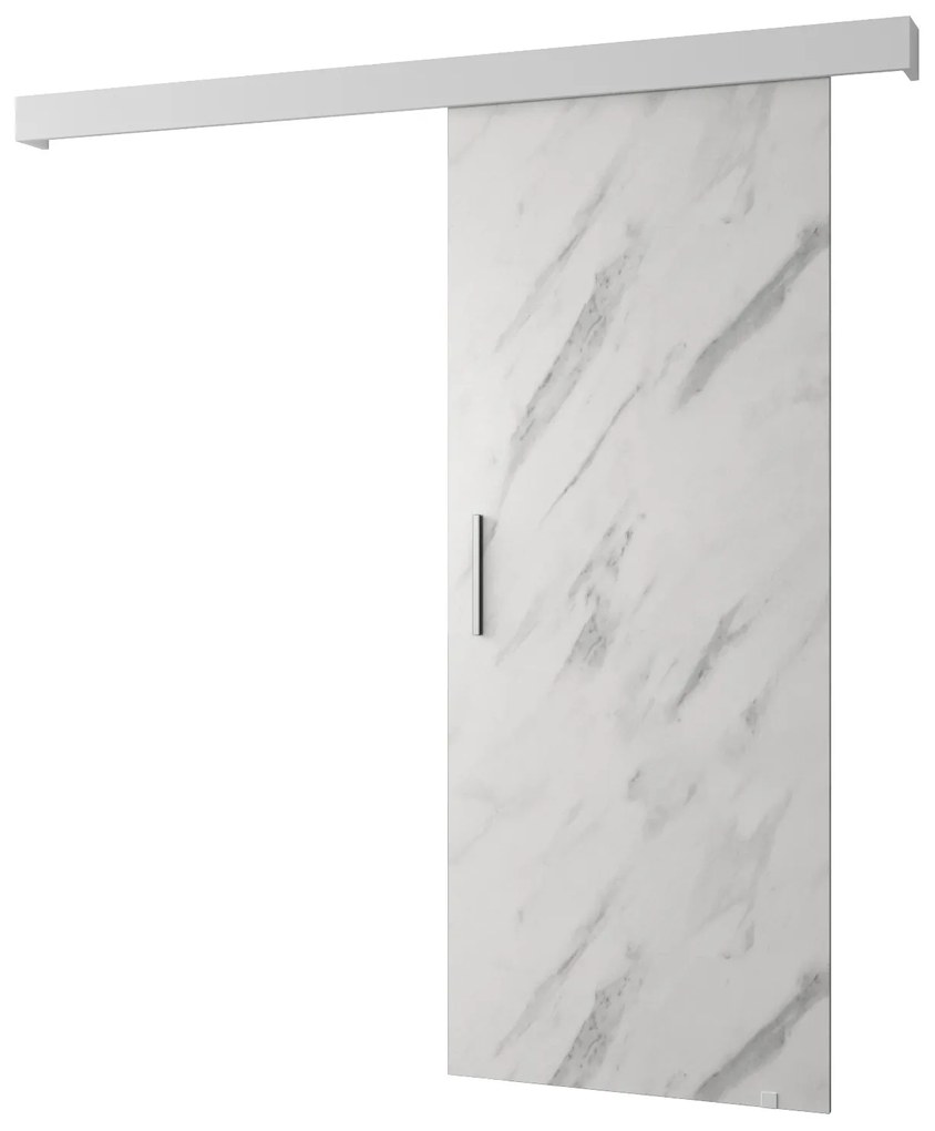 Tolóajtó 90 cm Sharlene I (fehér márvány + matt fehér + ezüst). 1043589