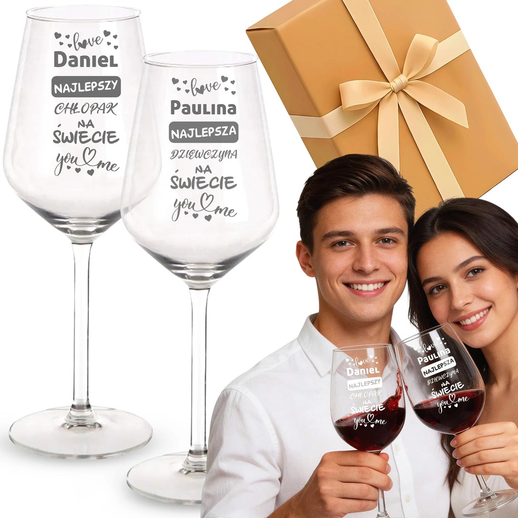 Borospohár Szett Gravírozás Ajándék Valentin Napra Pároknak