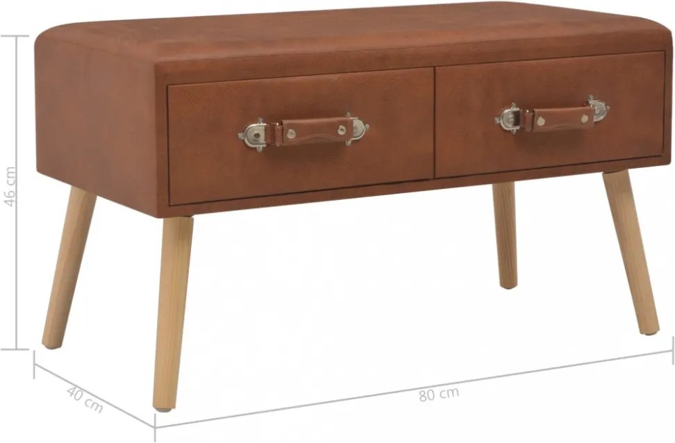 barna műbőr pad fiókokkal 80 cm
