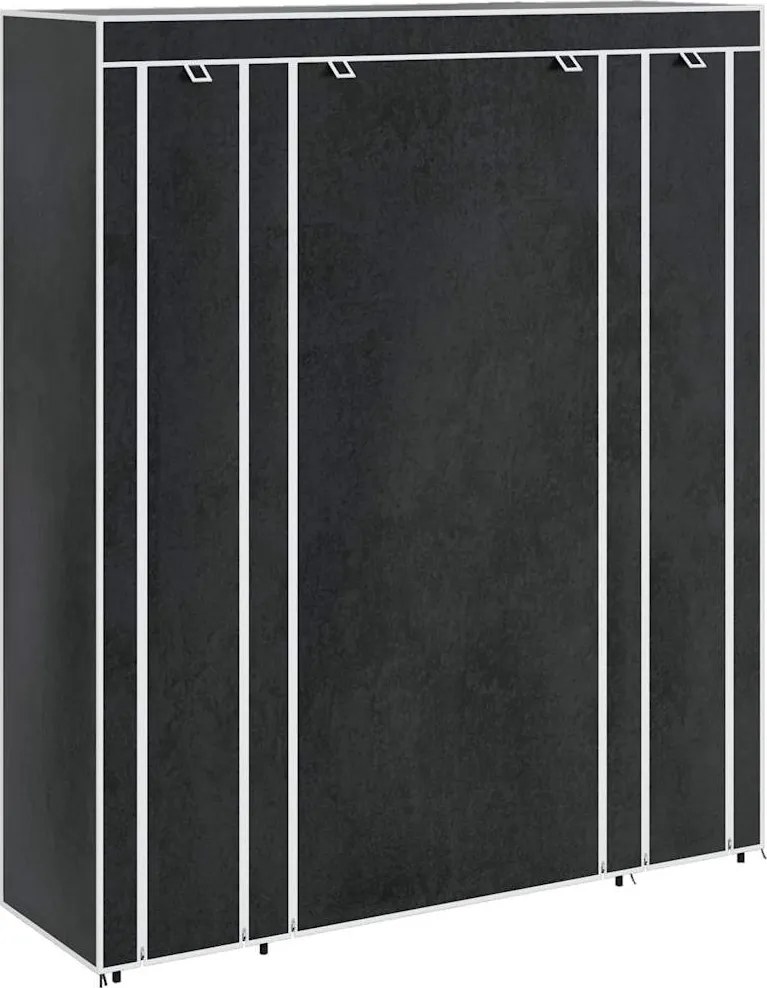 vidaXL fekete szövet ruhásszekrény tárolórekeszekkel 45x150x176 cm