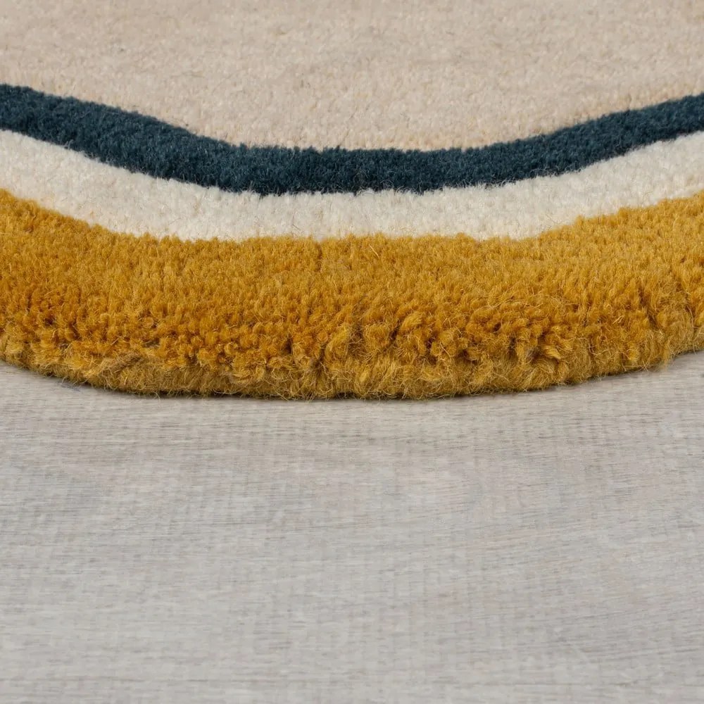 Krémszínű kézi szövésű gyapjú szőnyeg 120x170 cm Leo Scallop – Flair Rugs