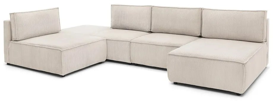Krémszínű kordbársony sarokkanapé (variálható) Nihad modular – Bobochic Paris