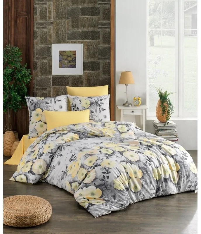 BedTex Pamut ágynemét Alisa sárga, 140 x 220 cm, 70 x 90 cm