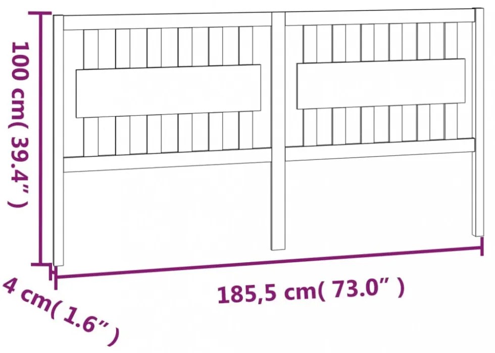 fehér tömör fenyőfa ágyfejtámla 185,5 x 4 x 100 cm