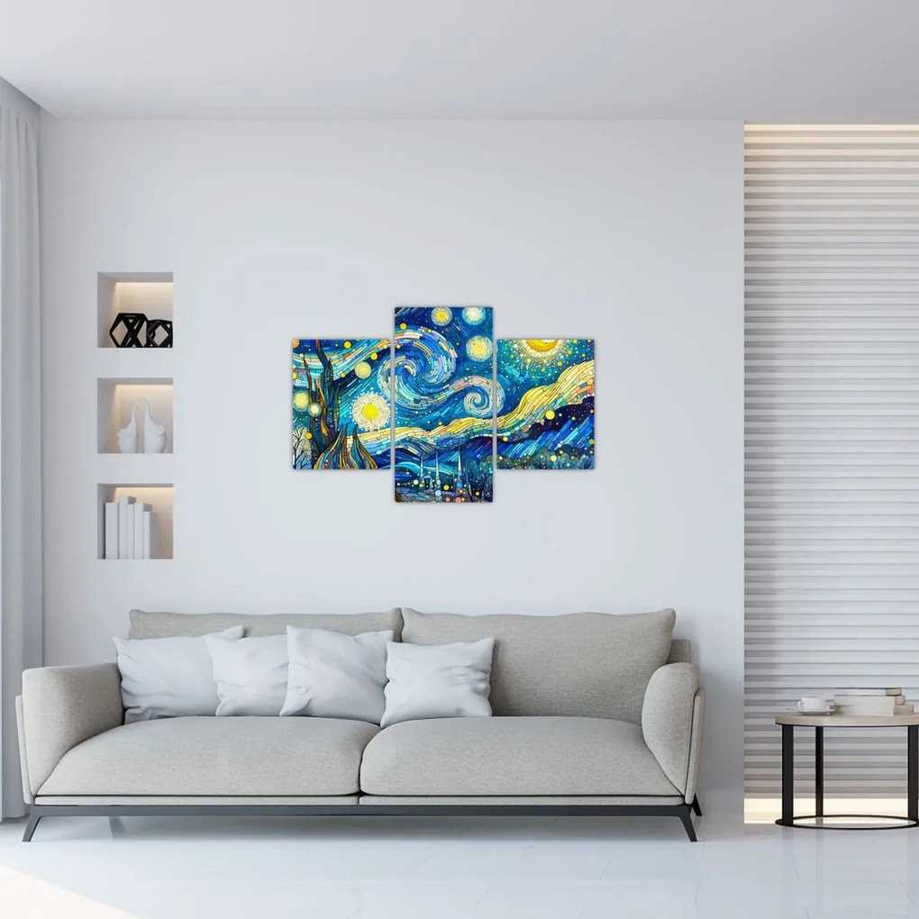 Kép – Csillagos éjszaka mozaikja (90x60 cm)