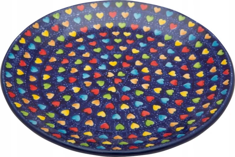 Desszerttányér 20 cm Művészi kerámia Bolesławiec egyedi U4835 Szív
