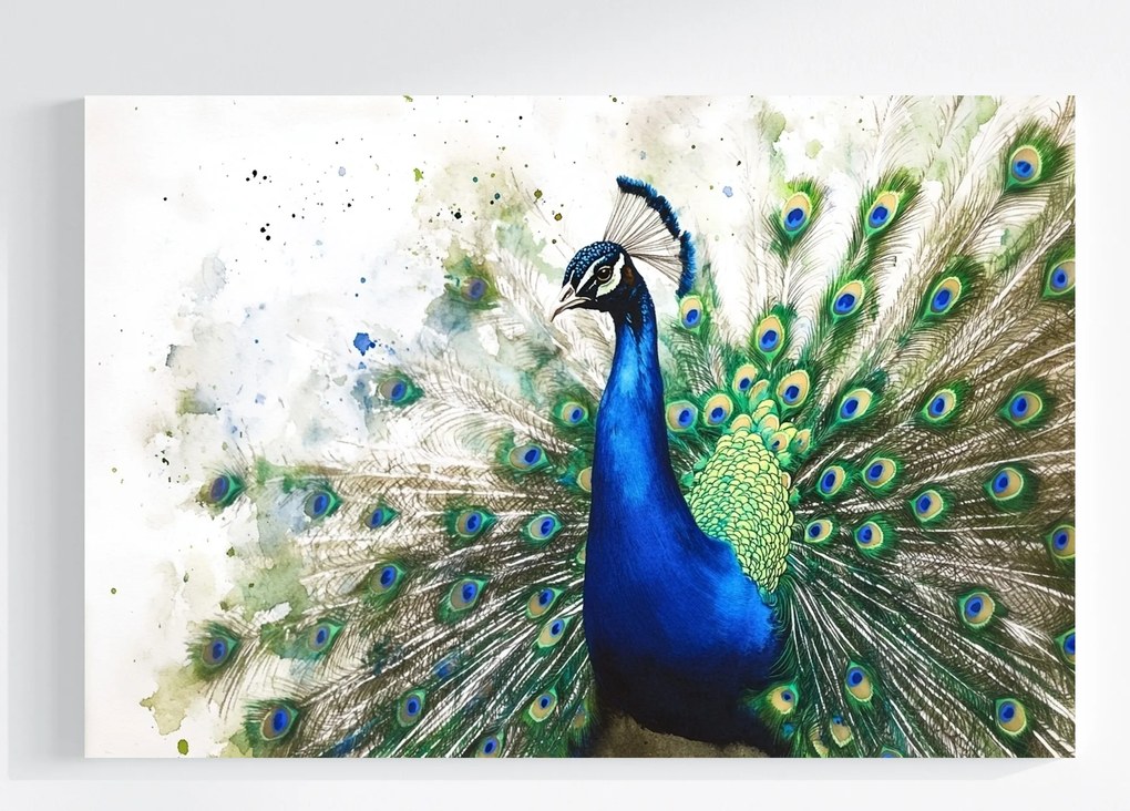 Vászonkép Canvas Akvarell Természet Portré Madár Páva Elegancia 60x40