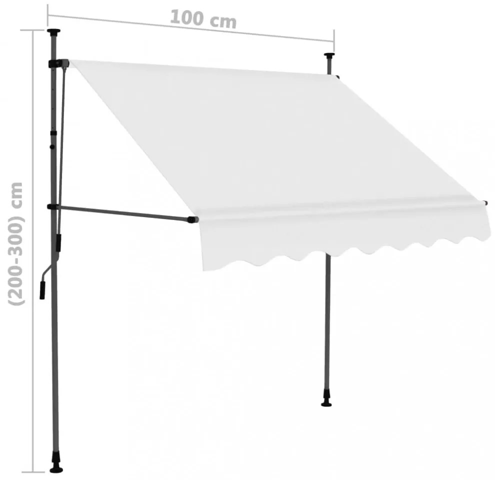 krémszínű kézzel kihúzható LED-es napellenző 100 cm