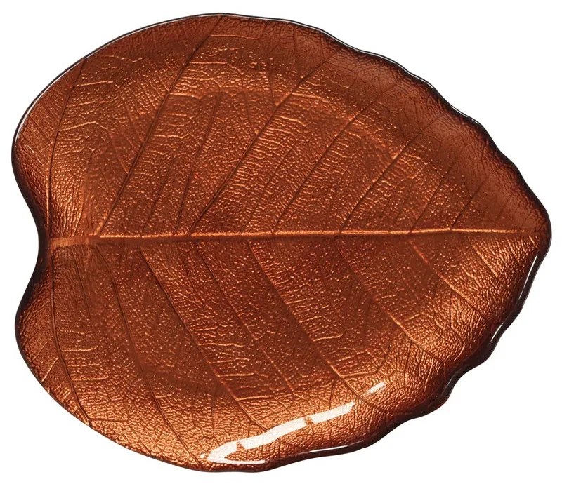 Hársfalevél őszi üveg tányér 23x20 cm díszdobozban Forest Dream