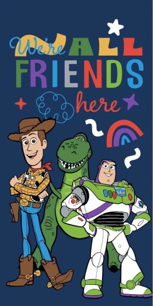 Disney Játékháború Friends Here fürdőlepedő, strand törölköző 70x140cm (Fast Dry)