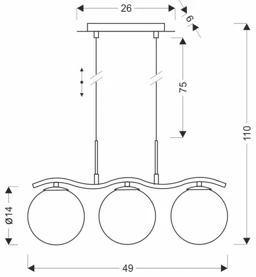 LUMOS kábeles csillár 3xG9/20W/230V füstös fekete