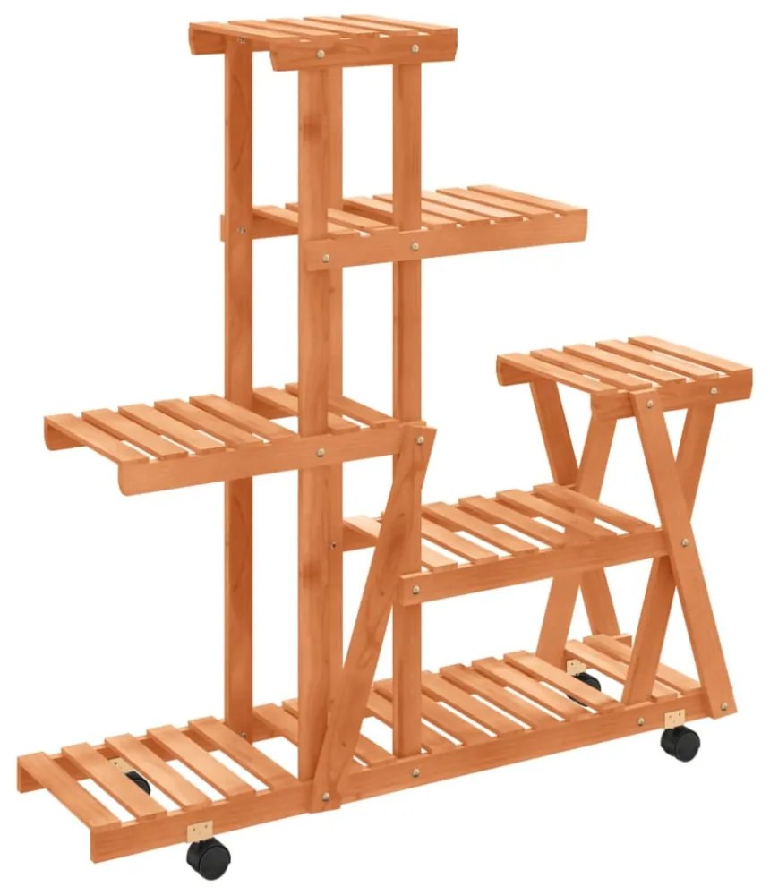 tömör fenyőfa virágtartó állvány kerekekkel 95 x 25 x 101 cm