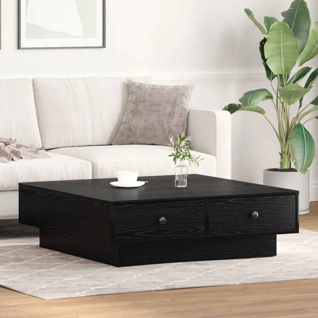 Dohányzóasztal Fekete tölgy Szerelt fa 90 x 90 x 28 cm